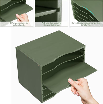 Bamjoy Bamboo 5 Tier Desktop Organizer, Paper Organizer Mail Sorter, File Holder Letter Document Storage with Adjustable Shelves for School Home Office, Natural