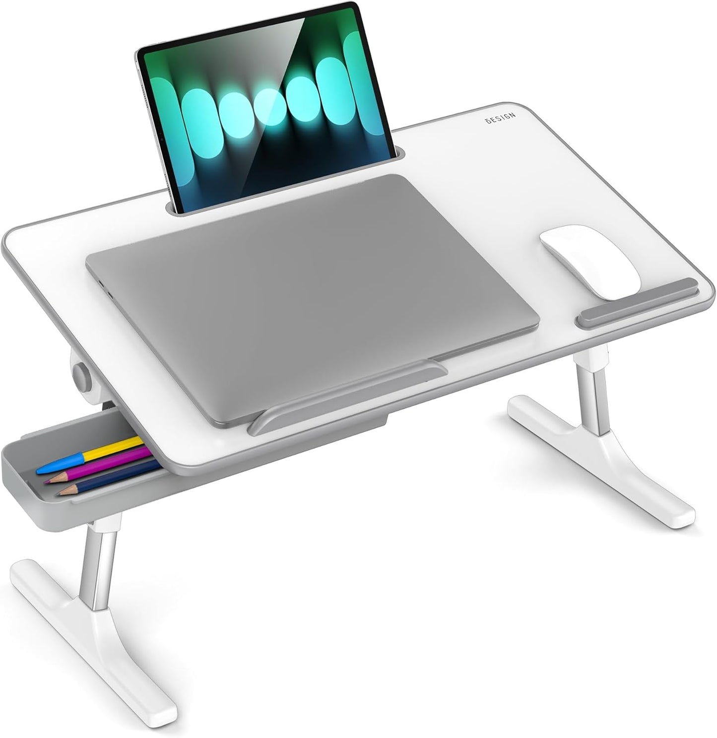 Besign LT05 Adjustable Laptop Table, Lap Desk, Portable Standing Bed Desk, Foldable Sofa Breakfast Tray, Notebook Computer Stand for Reading and Writing, Medium Size, Black