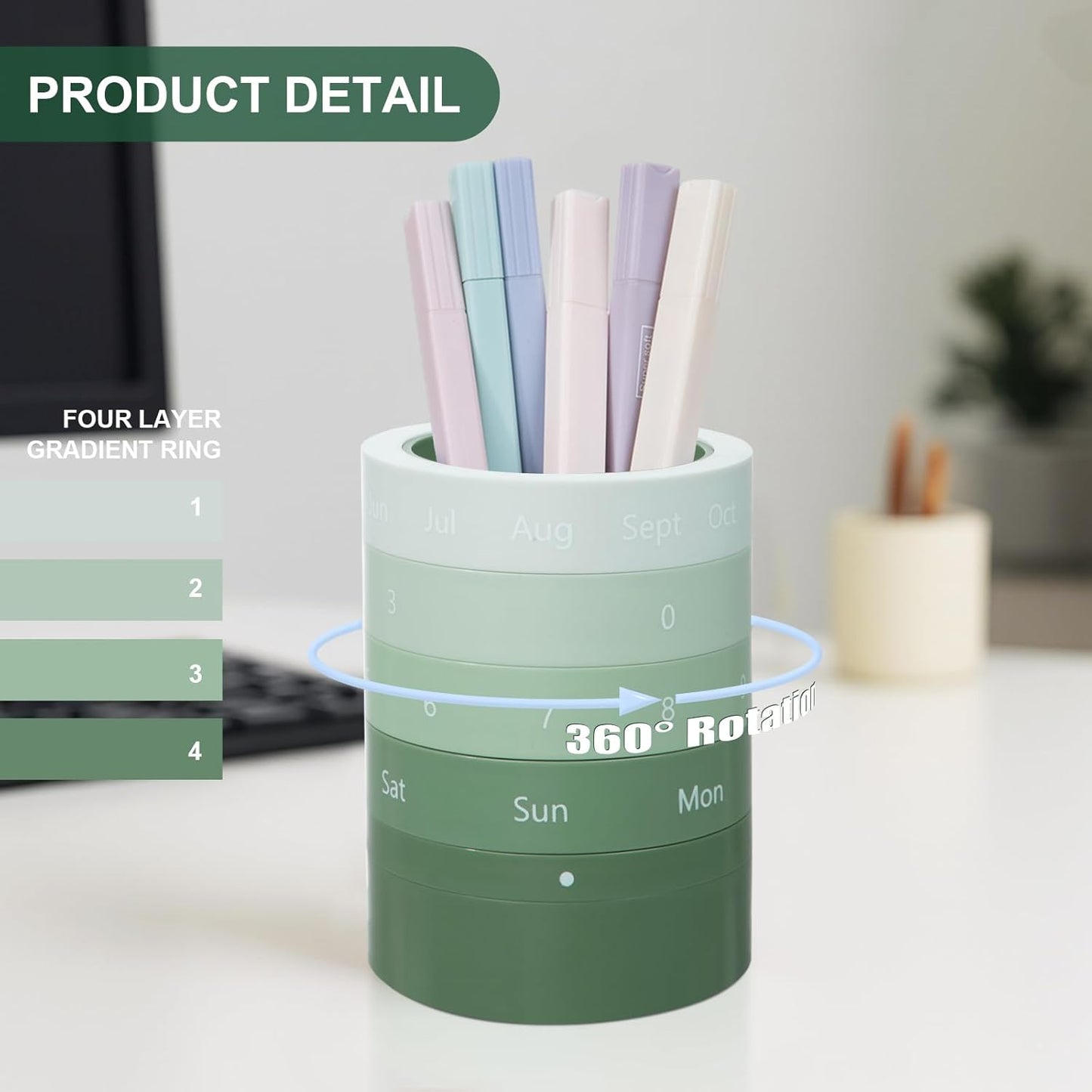 Comix Calender Pen Holder for Desk, Cute Pencil Holder Pen Organizer, Brown Platsic Pen Pencil Cup for Home School Office Supplies