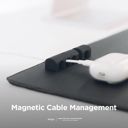 elago Magnetic Cable Management Organize 4 Cables, Powerful Magnets, Wire Holder Keeper Organizer Phone Home Office Desk Compatible with Magnetic Pad (1 Slot +3 Slot Set)[Stone]