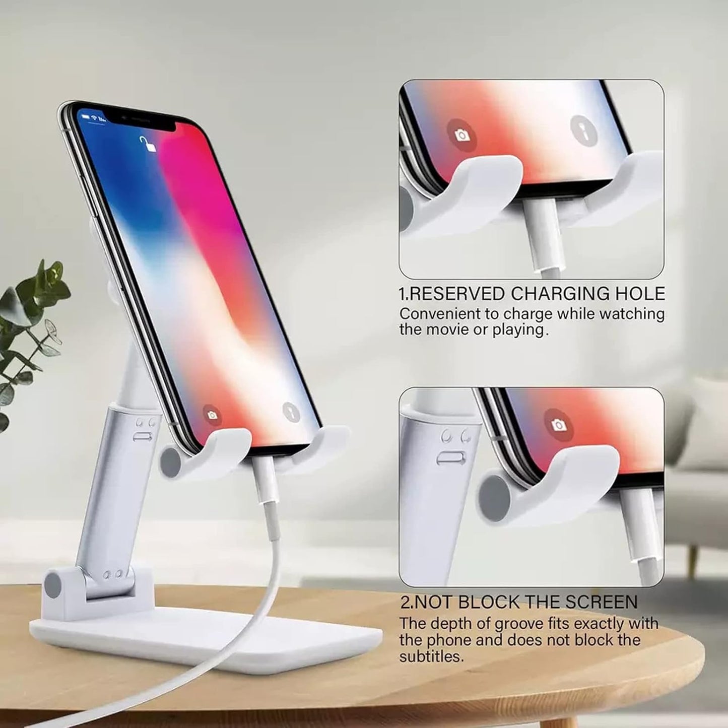 HOTEMIA Cell Phone Stand,Adjustable Foldable Phone Stand for Desk Taller iPhone Stand Compatible with All Smart Phone Desk Accessories(Green)