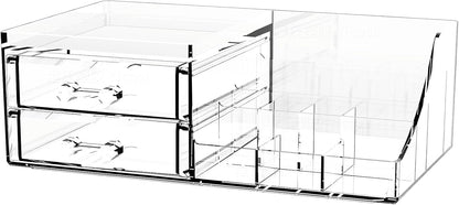 Acrylic Clear Makeup Organizer Countertop,Stackable Skincare Organizer for Vanity With 8 Drawers,Large Plastic Desk Accessories Organization,Bathroom Cosmetic Organizer Countertop for Beauty,Skin Care