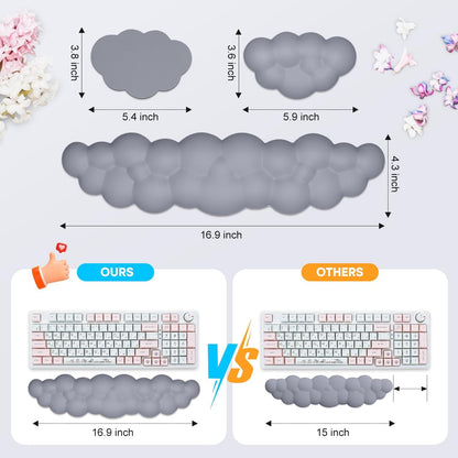 JIKIOU Upgrade Leather Cloud Keyboard Wrist Rest, Cloud Wrist Rest with Non-Slip PU Base, Comfortable Memory Foam Wrist Rest for Computer Laptop Mac Gaming Office and Pain Relief Christmas Wish Gift