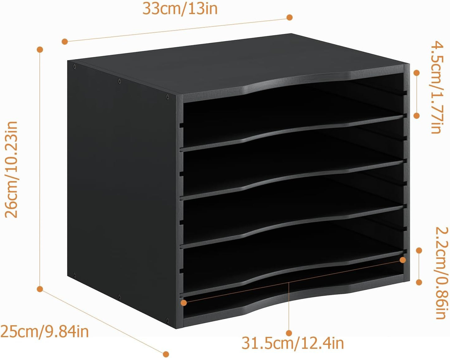 Bamjoy Bamboo 5 Tier Desktop Organizer, Paper Organizer Mail Sorter, File Holder Letter Document Storage with Adjustable Shelves for School Home Office, Natural