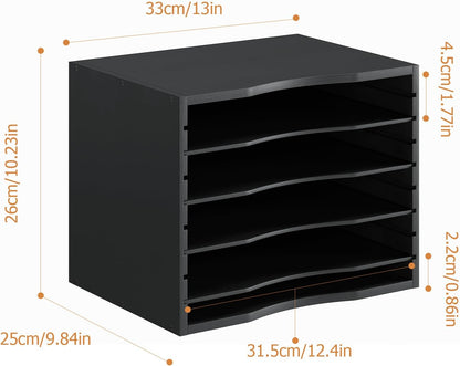 Bamjoy Bamboo 5 Tier Desktop Organizer, Paper Organizer Mail Sorter, File Holder Letter Document Storage with Adjustable Shelves for School Home Office, Natural