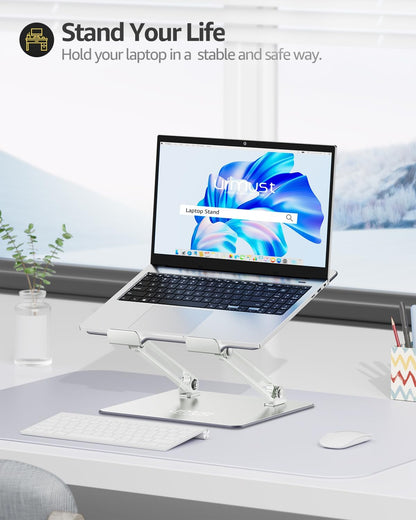 Urmust Adjustable Laptop Stand for Desk Aluminum Computer Stand for Laptop Riser Holder Notebook Stand Compatible with MacBook Air Pro Ultrabook All Laptops 11-17 inch (Black)
