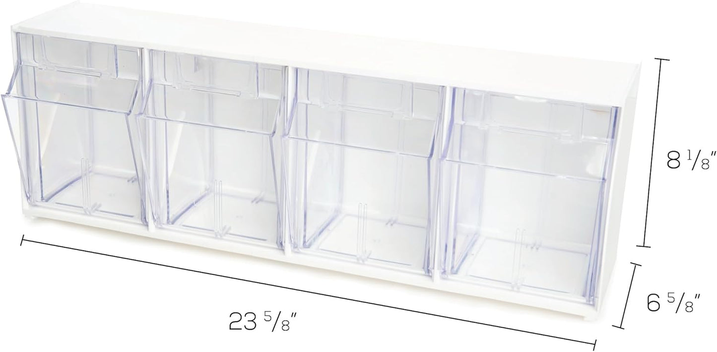 Deflecto Interlocking Tilt Bin, 9 Bin Unit, Clear and White, 23-5/8” x 3-5/16” x 2-5/8” (20903OP)