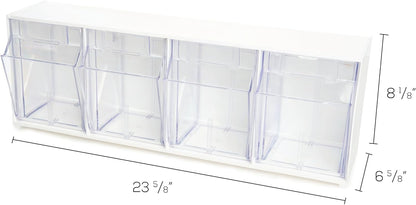 Deflecto Interlocking Tilt Bin, 9 Bin Unit, Clear and White, 23-5/8” x 3-5/16” x 2-5/8” (20903OP)