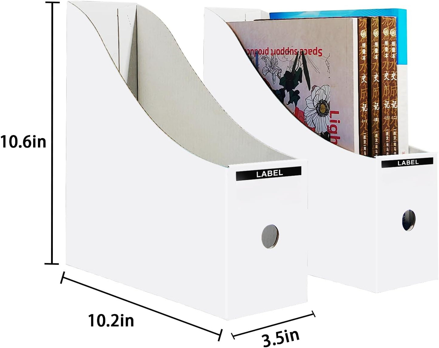 Limitliho Magazine File Folder Holder for Desk, Book Bins for Classroom Library,Office,Home, 10.6" H x 10.2" L x 3.5" W in Cardboard Paper Organizer (Six color, 6 Pack)