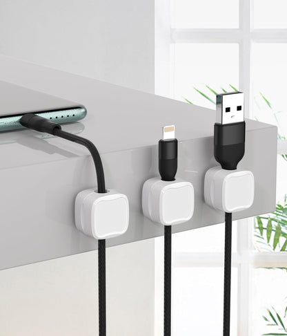 Magnetic Cable Clips, Adjustable Cord Holder Management, Adhesive Wire Keeper Organizer for Home Office Desk Phone PC Car Wall Desktop Nightstand Appliance (9-Pack Black Crystal)