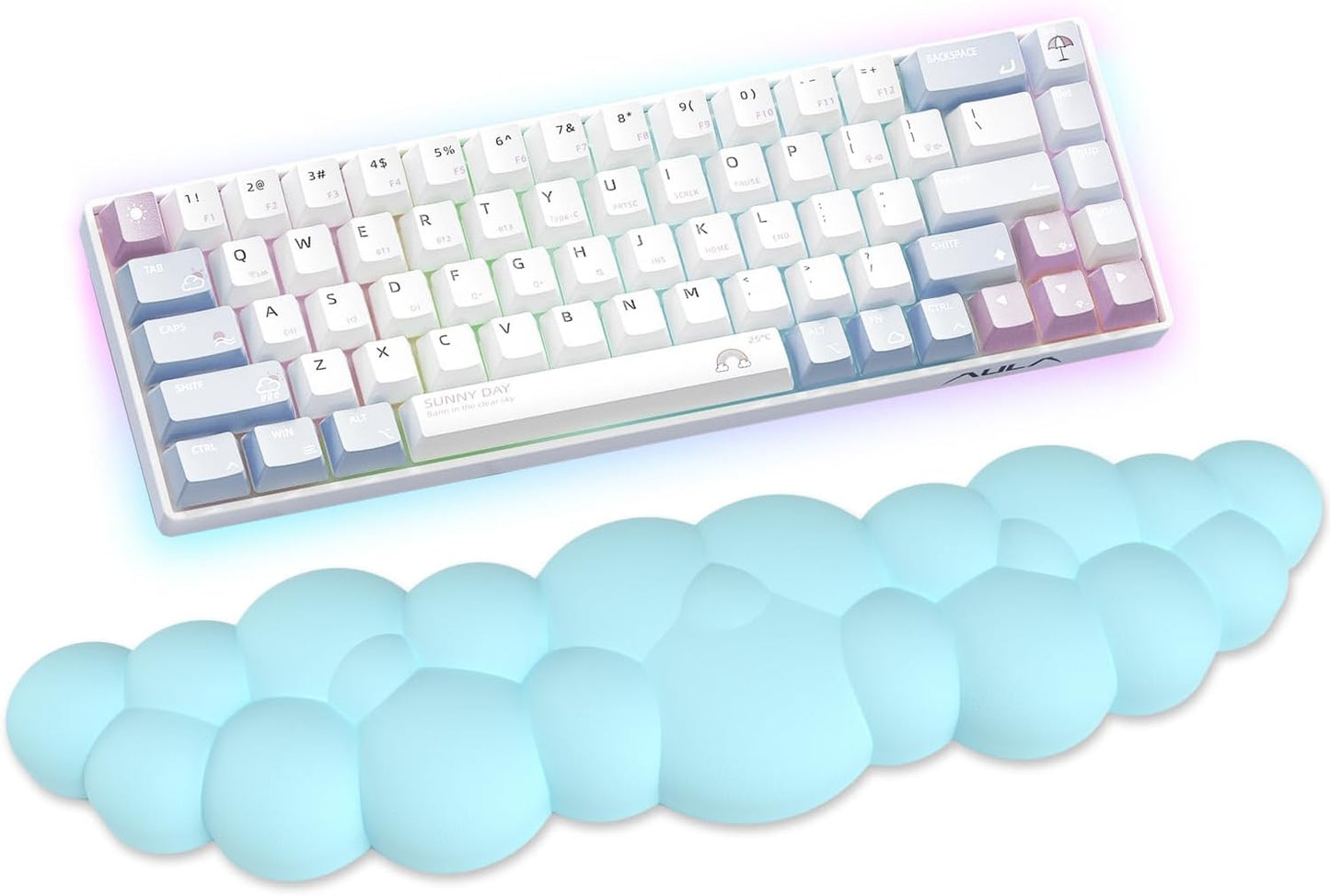 Cloud Wrist Rest for Computer Keyboard Arm Wrist Rest with Non-Slip Base Extended Wrist Rest Ergonomic Memory Foam for Keyboard and Mouse Typing Pain Relief, Office, Gaming, Computer