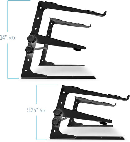 AXA AXCESSABLES DJ Laptop Stand with Travel Bag | Portable Foldable Aluminum Laptop Stand for Laptops up to 15 inches and 20lbs | No Assembly Required, Includes Carrying Bag