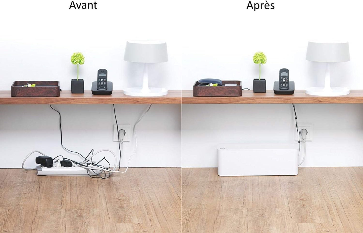 Bluelounge CableBox Mini Cable Management with Small Surge Protector, Black (CBM-BL)