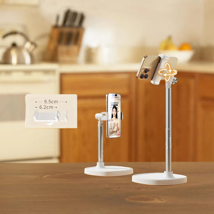 Hosannn Century Adjustable Cell Phone Stand Rotating Lifting Mobile Phone Holder for Desk & Video Recording Compatible with All iPhone for Galaxy (White)