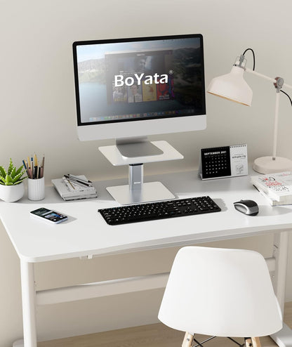 BoYata Monitor Stand, Adjustable Monitor Riser Metal Computer Stand Compatible with TV, PC, Laptop, Computer, iMac, and All Screen Display-Black