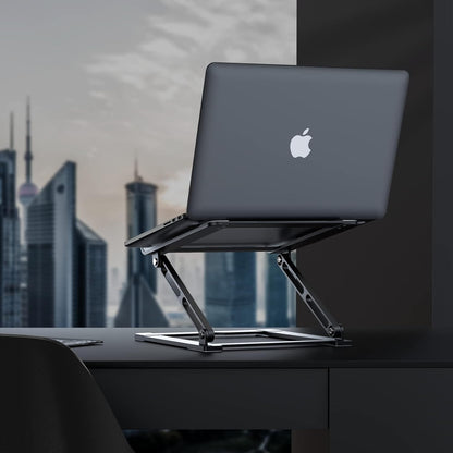 Laptop Stand for Desk - Adjustable Laptop Holder, Portable Laptop Riser with Multi-Angle Height Adjustable Computer Stand for MacBook Air/Pro and More Notebooks 10-17.3" - Grey