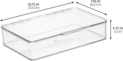 iDesign Kitchen Binz BPA-Free Plastic Stackable Organizer Box with Lid - 7.26" x 10.75" x 2.37", Clear
