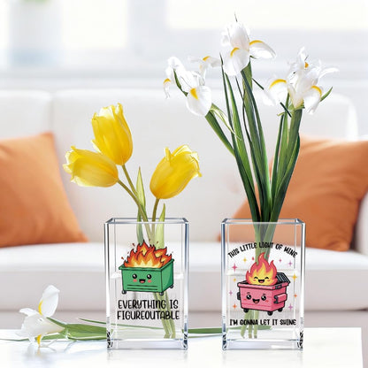 Everything is Figureoutable Acrylic Cosmetic Pencil Pen Holder Cup, Emotional Dumpster Fire Pencil Pen Holder Cup, Therapy Gifts, Mental Health Gifts for Women Colleague Boss Teacher