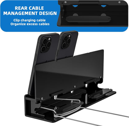 Cell Phone Stand, Multiple Phone Holder Organizer Stand for 4 Phones, Acrylic Desktop Mobile Phone Docking Station Charging Holder (Clear)