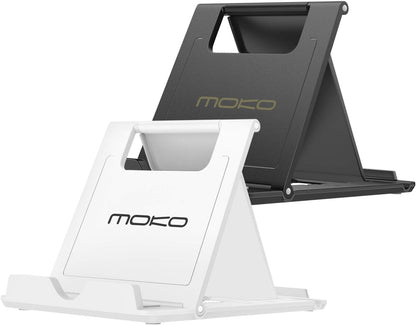 MoKo 2PCS Phone/Tablet Stand, Desktop Holder for 4-11" Device, Fit with iPhone 17/17 Air/17 Pro/17 Pro Max, iPhone 16/Pro/Pro Max/Plus, iPhone 15/Pro/Pro Max/Plus, iPhone 14/Pro/Pro Max/Plus
