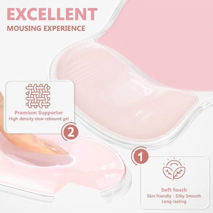 AKIT Ergonomic Mouse Pad with Wrist Rest& Keyboard Wrist Rest, Wrist Rest for Computer Keyboard, Pain Relief, Non-Slip Gel Base, Mousepad Wrist Support for Gaming, Office, Waterdrop Shaped Pink