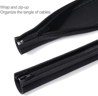 JOTO 4 Pack Cable Management Sleeve, 19-20 Inches Cord Organizer System with Zipper for TV Computer Office Home Entertainment, Flexible Cable Sleeve Wrap Cover Wire Hider System -Black