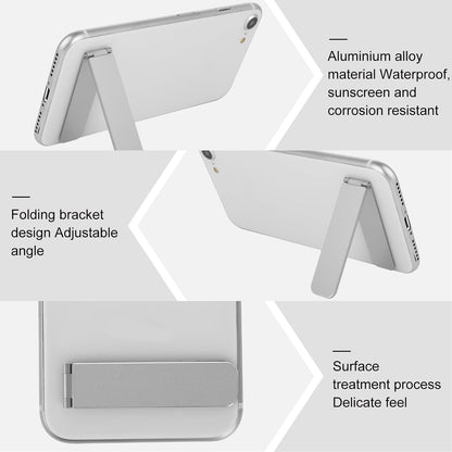 TIESOME Ultra-Thin Cell Phone Holder, Adjustable Mini Alloy Phone Kickstand Portable Foldable Phone Stand Adjustable Angle for Mobile Phone Tablet Universal Model (Black)