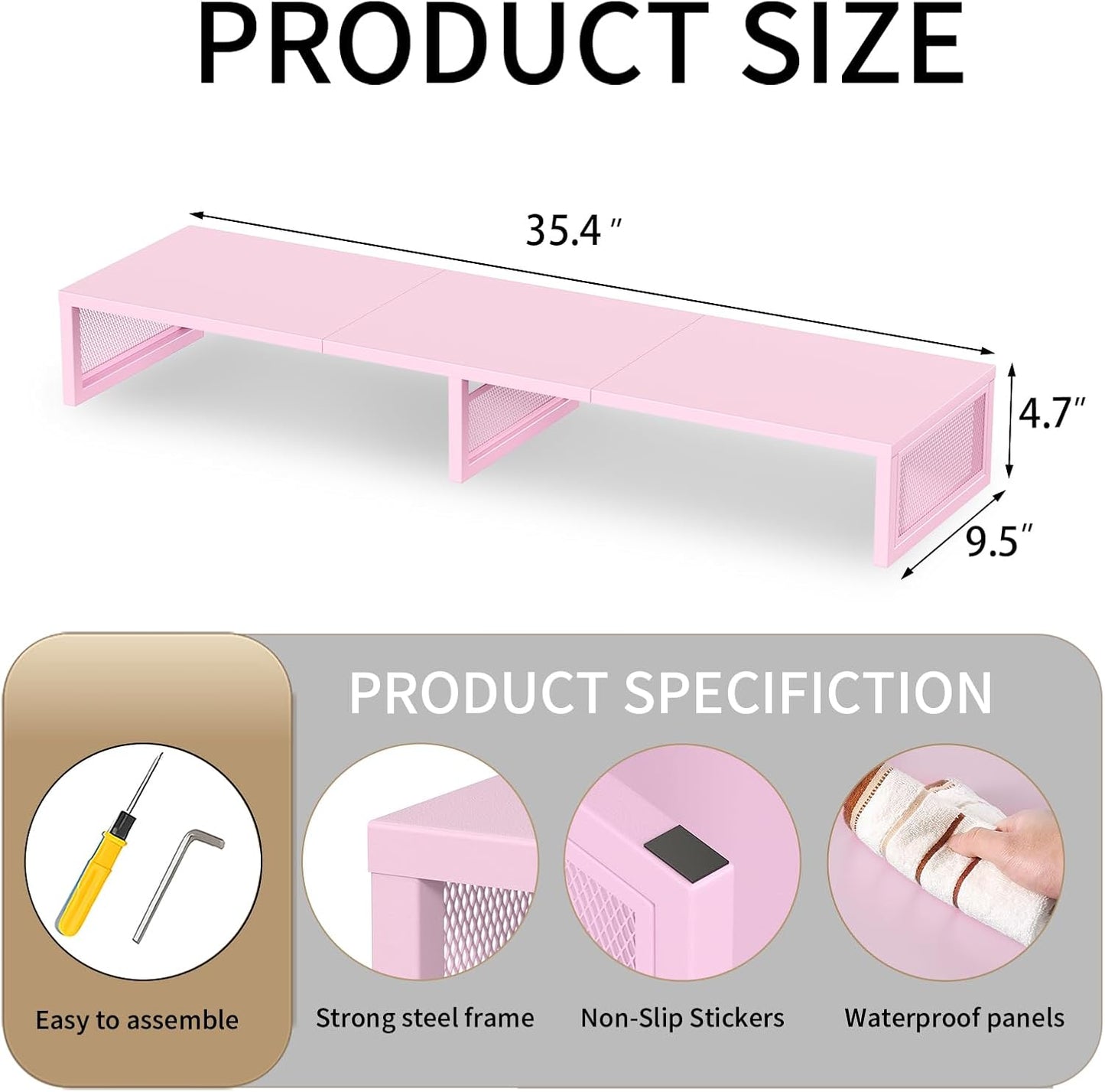 Dual Computer Monitor Stand Riser, Desk Organizers and Accessories, Printer & TV Stand, Desk Shelf, Office Desk Accessories & Desktop Workspace Organizer for Office Supplies, Black