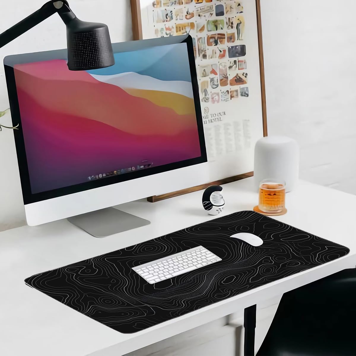 4-in-1 Large Mouse Pad, Keyboard Wrist Rest Pad & Wrist Support Mousepad Set, Extended Desk Pad Waterproof Desk Mat for Home Office Study Game