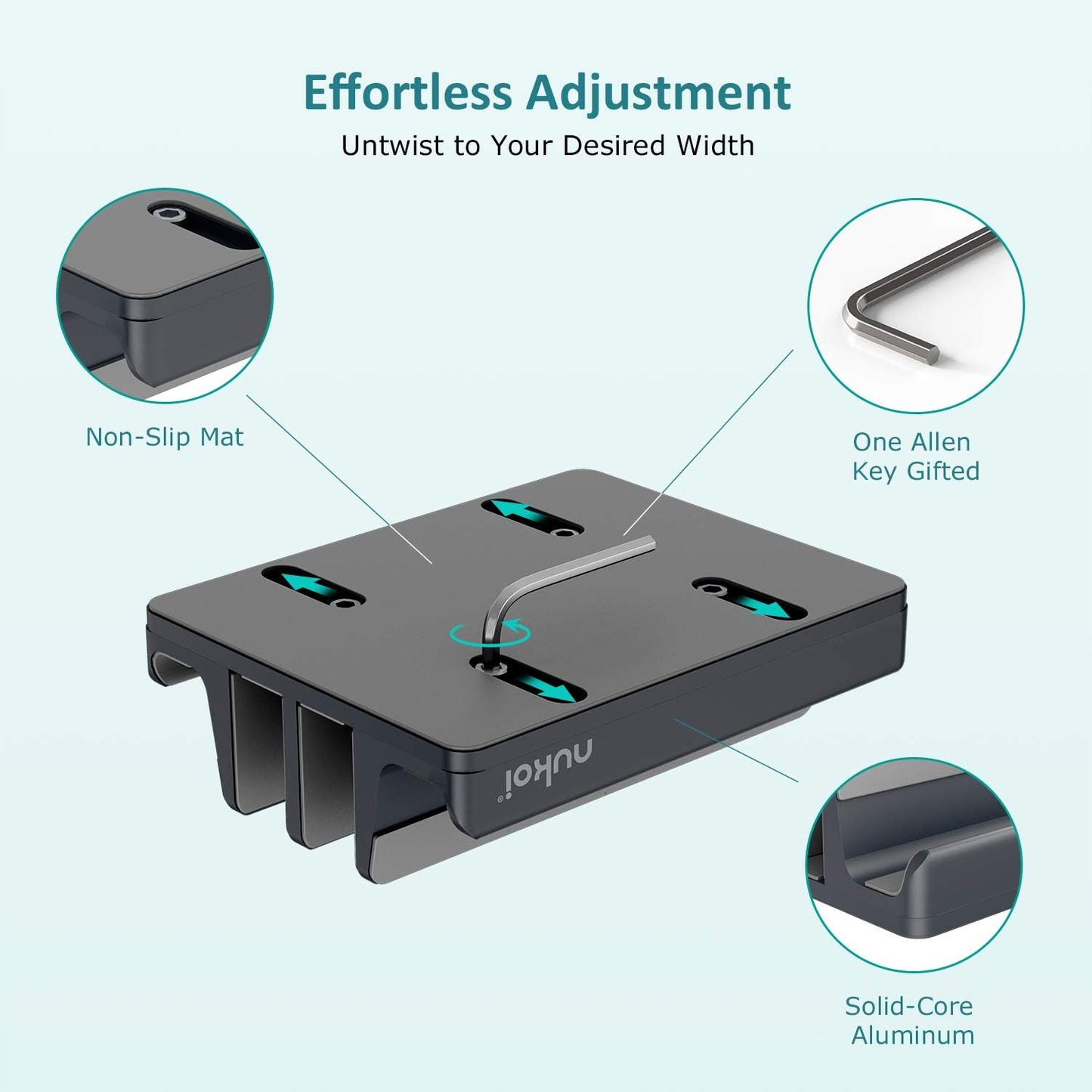 Vertical Laptop Stand - SPACEMax Adjustable GRIPLock Anti-Tip Silicone 4 Slots Aluminum Desktop Holder - Double Dock Stand - 2 Phone Slots Fits Up to 17.3” Laptops, Tablets, Phones - Black