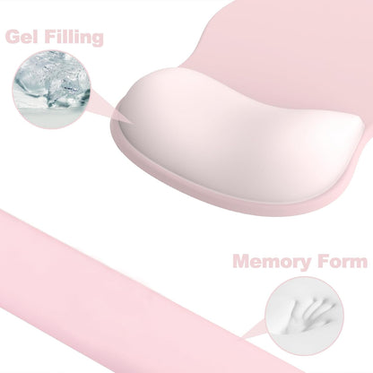 Ergonomic Mouse Pad with Wrist Rest and Keyboard Wrist Rest, Black Mousepad and Wrist Rest for Computer Keyboard, Pain Relief, Non-Slip PU Base, Gel Mouse Pad with Wrist Support for Gaming, Office