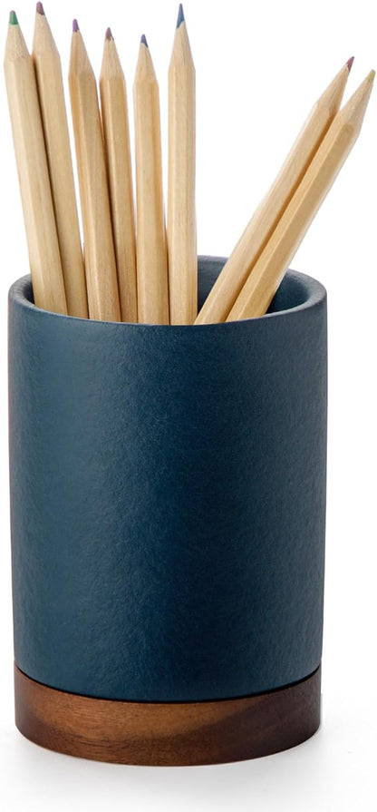 Pen Holder for Desk, Ceramic Pencil Organizer & Makeup Brush Holder, Office Decor and Desk Accessories，Perfect Office Organization,Teacher Supplies (White, Set / 1)