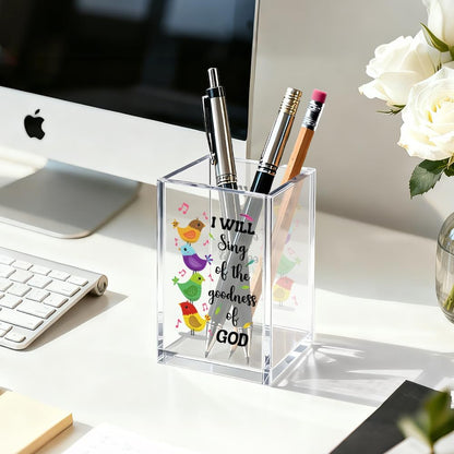 Just Breathe Acrylic Cosmetic Organizer Pen Holder, Anxiety Relaxing Acrylic Desk Holder Cup for Pen Pencil, Dandelion Desk Organizer, Mental Health Office Gifts for Coworker Leader Friend