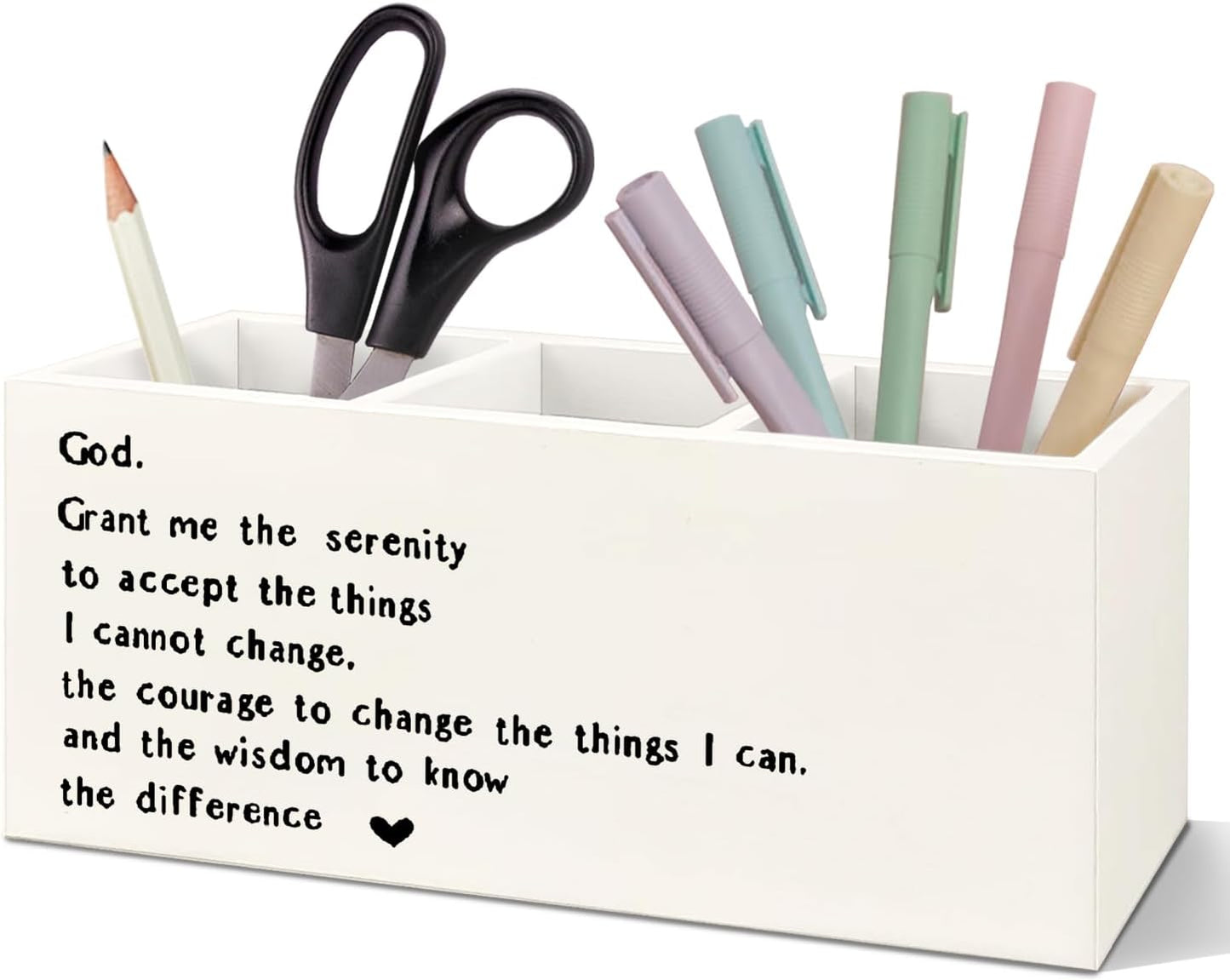 SNNDER Christian Pen Holder for Desk, Religious Christian Gifts for Women, Floral Boho Christian Bible Verses Wooden Pen Pencil Holder Organizer for Home Office Desk Accessories