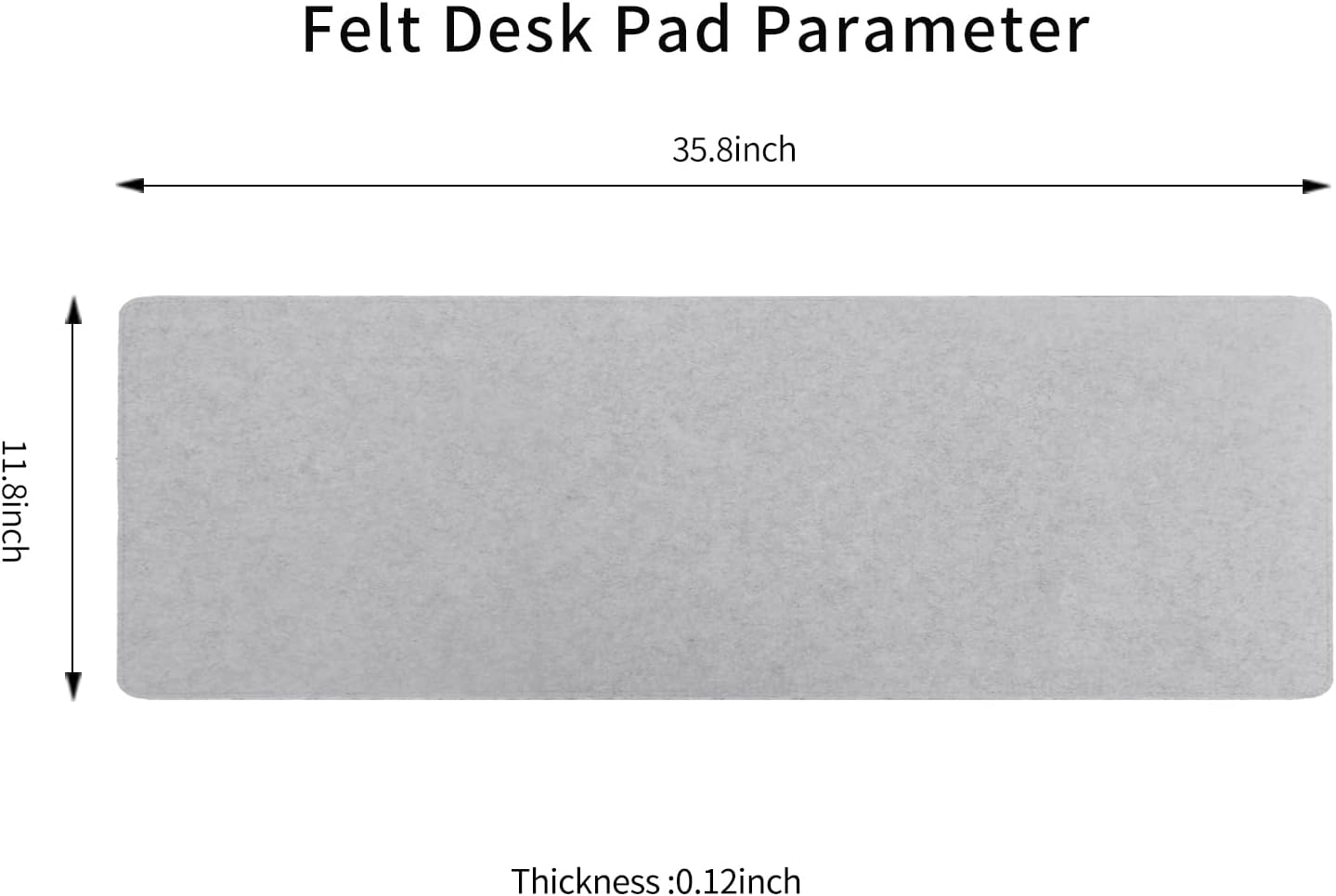 DawnTrees Felt Desk Pad,Keyboard Mat (35.8" x 11.8"),Large Felt Mouse Pad,Computer Desk Mat XL,Desk Protector for Office (Light Gray)