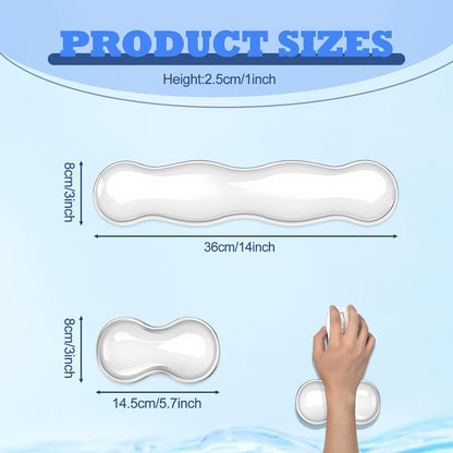 Silicone Gel Keyboard and Mouse Wrist Rest Set, Ergonomic Cool Non-Slip Pad for Typing Pain Relief, Comfort Support for Office Home Computer Laptop, White ﻿ ﻿