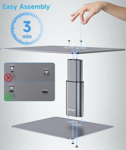 BoYata Monitor Stand, Adjustable Monitor Riser Metal Computer Stand Compatible with TV, PC, Laptop, Computer, iMac, and All Screen Display-Black
