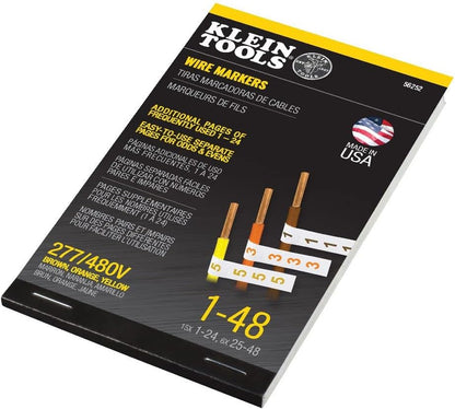 Klein Tools 56250 Wire Marker Book for Cable Management, Electric Panel Organization Wire Label Stickers, Numbered 1-48