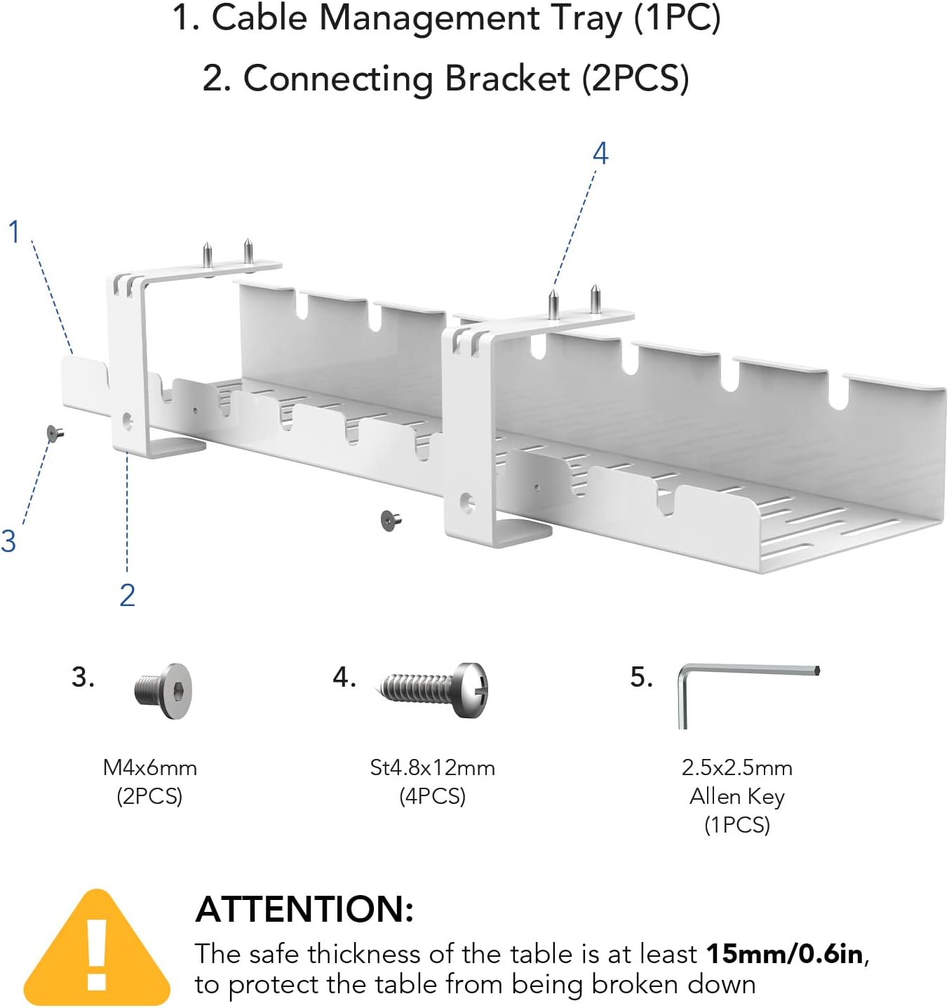 FLEXISPOT Under Desk Cable Management Tray, Metal Raceway Wires Cable Tidy Organizer, Office and Home Cable Tray Use for Standing Desk (Black)