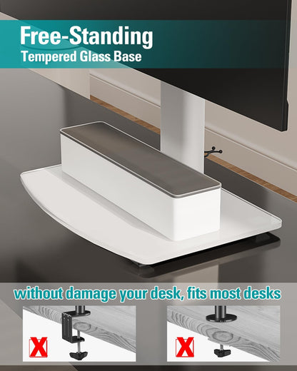 MOUNT PRO Single Monitor Stand Fits Max 32 inch Screen, Free-Standing Computer Desk Stand, Display Mount with Height Adjustable, Swivel, Tilt, Rotation, VESA Monitor Stand 100x100