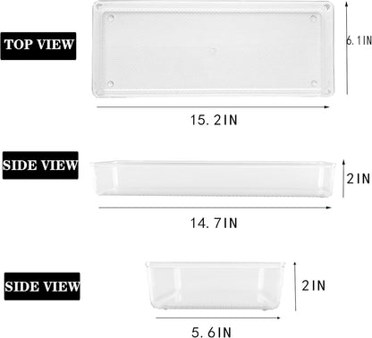 Mesh Tray Silverware Drawer Organizer, Utensil Cutlery Tray Office Supplies with Interlocking Arm Drawer Dividers Organizer for Flatware, Knives,Home,Office, School,Bedroom 12X6'' Black