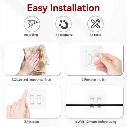Latoxcaa 120PCS Heavy-Duty Adhesive Cable Clips, Clear Traceless Cord Organizer & Wire Holders for Wall, Desk, Car, LED Strips and Outdoor Lights (Small)