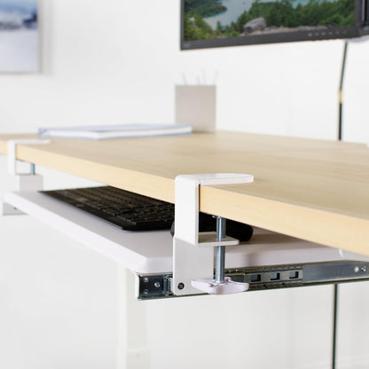 VIVO Large Clamp-on Computer Keyboard and Mouse Under Desk Slider Tray, 27 x 11 inch Pull Out Platform Drawer, White, MOUNT-KB05W