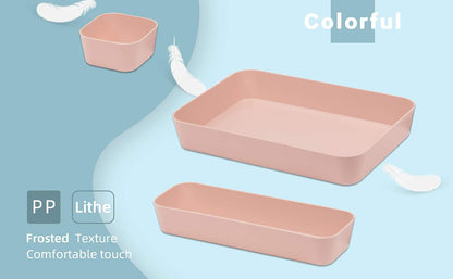 Backerysupply (9 Piece Set) Large Size Plastic Desk Drawer Organizers For Makeup Bathroom Office Kitchen Three Colors