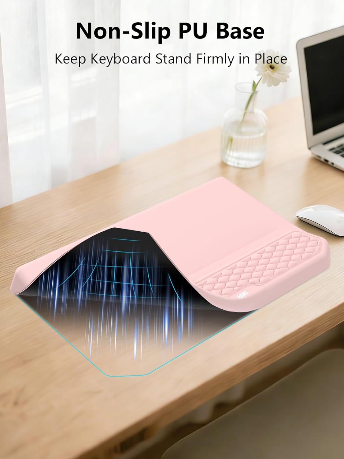 2-in-1 Ergonomic Keyboard Stand with Wrist Rest, Comfy Keyboard Riser Holder with Massage Design, Black