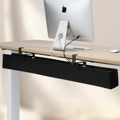 MAXECHO Under Desk Cable Management Tray 28" - Clamp on Wire and Cable Organizer for Storage and to Hide Cords - Ideal for Home Office - Premium Black Fabric Design