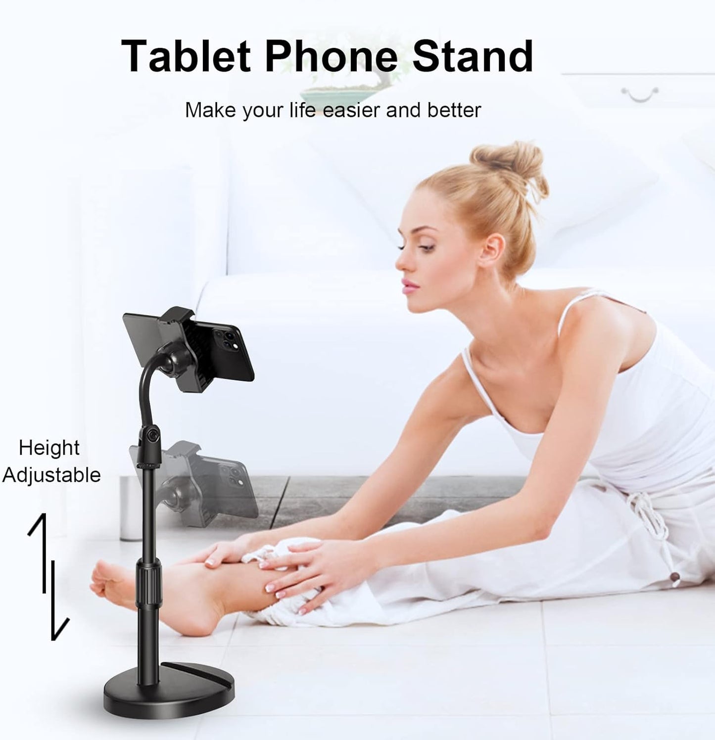 Adjustable Mobile Phone Stand, Tablet Stand, 360 Degree Rotation, Ergonomic Design, Pink