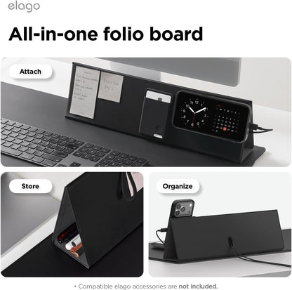 elago Smart Magnetic Desk Mat Folio Board Compatible with All Magnetic Products Clean Organized Desk for Office and Home (Microfiber Leather-Stone)