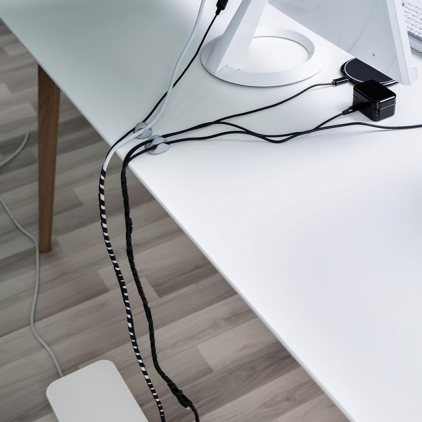 2pcs Cable Clips Cord Clips Organizer for Desk, 6 Slot Silicone Adhesive Wire Holders Cable Management for USB Cable, Army Green