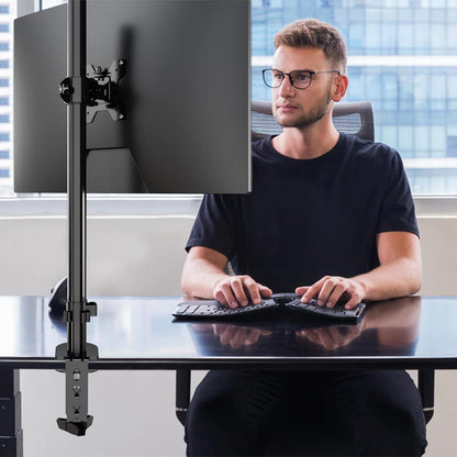 Pholiten Tall Vertically Stacked Dual Monitor Desk Mount Stand,Extra Tall 31 Inch Monitor Stand, Fully Adjustable Monitor arm for 13-32 Inch LCD Screen，Holds up to 22lbs